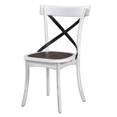 SYFERLORY 2 Pieces Set Dining Side Chair Rustic Modern Farmhouse Design Retro Design With Metal X Design