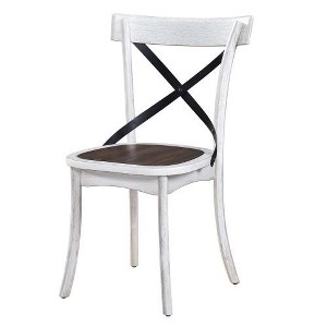 SYFERLORY 2 Pieces Set Dining Side Chair Rustic Modern Farmhouse Design Retro Design With Metal X Design - 1 of 1