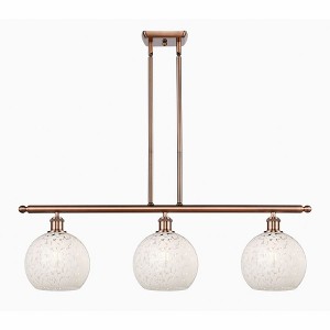 White Mouchette - 3 Light Stem Hung Island In Modern Style-10.5 Inches Tall and 36 Inches Wide - 1 of 1