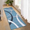 Modern Area Rug Machine Washable Wavy Circles Design Rug Geometric Floor Carpet - 2 of 4