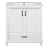YOOCOZZ  24 & 30 Inch Bathroom Vanity with Single Sink, Solid Wood Frame + MDF, 2 Soft-Close Doors, 1 Divided Drawer, Dual Storage Shelves - 2 of 4