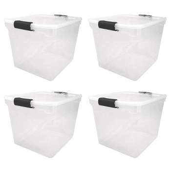 Homz 64 Quart Secure Seal Latching Extra Large Clear Plastic Storage Tote Container  Bin W/ Gray Lid For Home, Garage, & Basement Organization (4 Pack) : Target