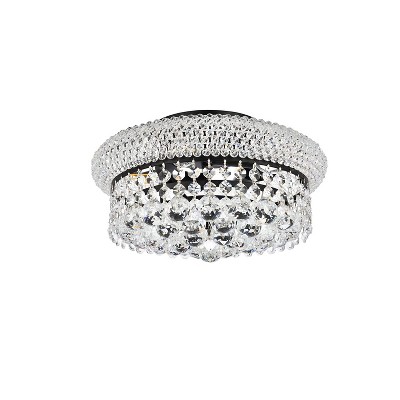 Primo 12-Inch Black and Crystal Flush Mount Light Fixture