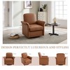 Kumasinova Modern Barrel Accent Chair, 360° Swivel Chair with Solid Wood Frame, Linen Fabric Armchair with Wood Base, Sofa Chair with Curved Back - 3 of 4