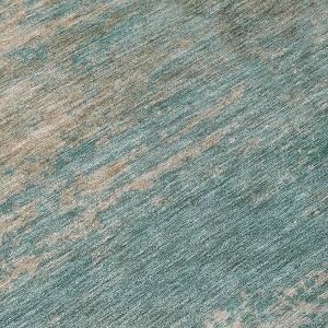 HomeRoots 8' X 10' Aqua And Beige Abstract Washable Indoor Outdoor Area Rug - 1 of 4