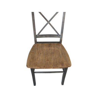 Black Cross Back Solid Wood Side Chair Set