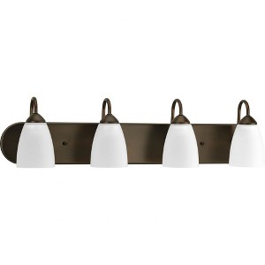 Progress Lighting Gather 4-Light Bath Bracket, Steel, Antique Bronze, Etched Glass Shade - 1 of 3
