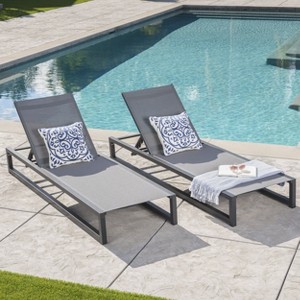 Okak 2PCS Adjustable Chaise Lounge Set,Breathable Mesh and Aluminum Outdoor Loungers for Patio,Poolside,Garden - 1 of 4