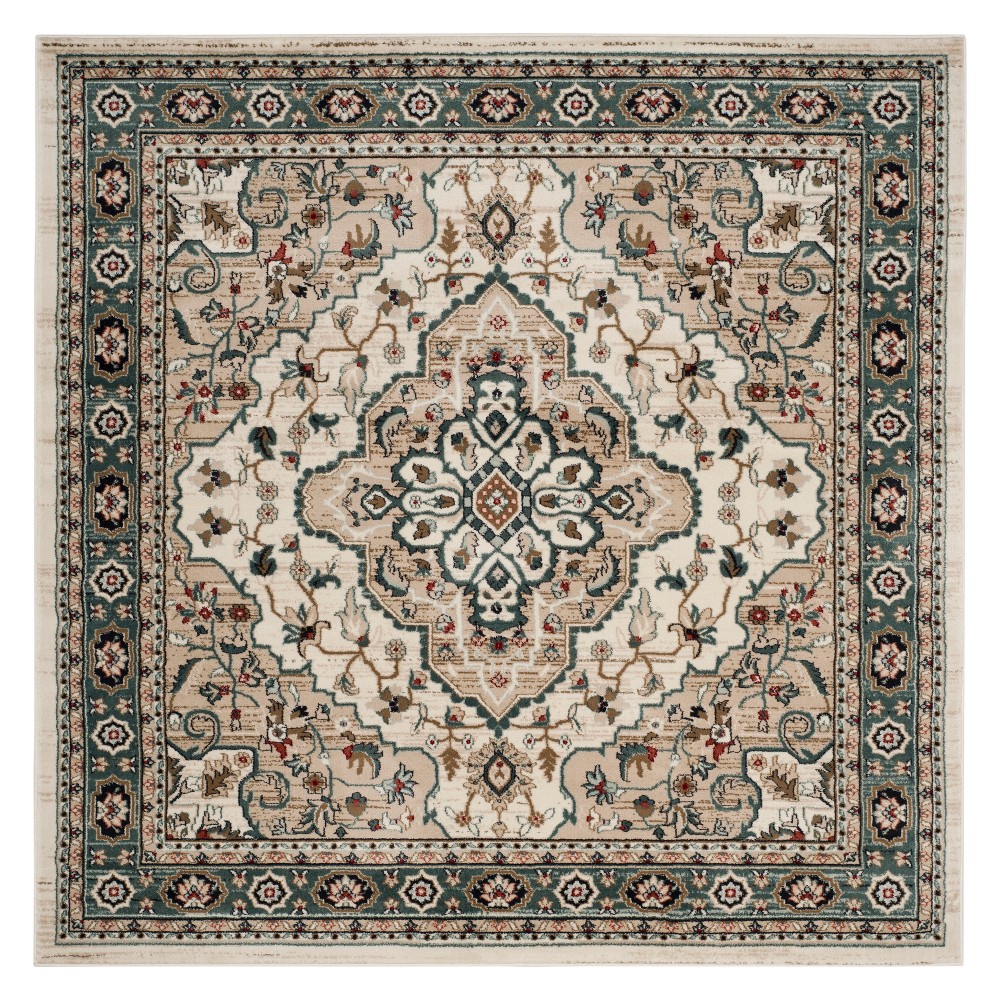 7'x7' Medallion Loomed Square Area Rug Cream/Beige - Safavieh