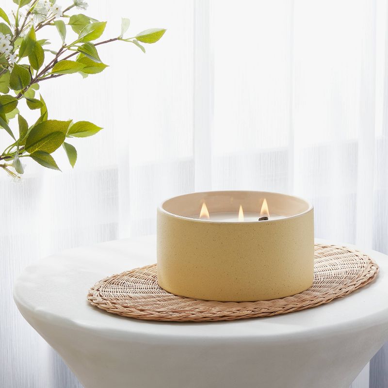 3-Wick Matte Textured 16oz Ceramic Candle with Wooden Wick Neroli and Ivy - Threshold&#8482;, 3 of 5