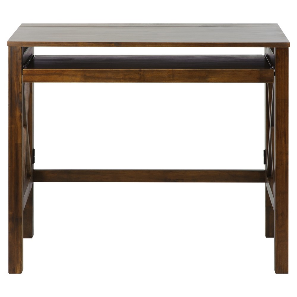 Photos - Office Desk Folding Desk with Pull Out - Warm Brown - Flora Home: Solid Wood, Space-Saving 32" Foldable Workstation