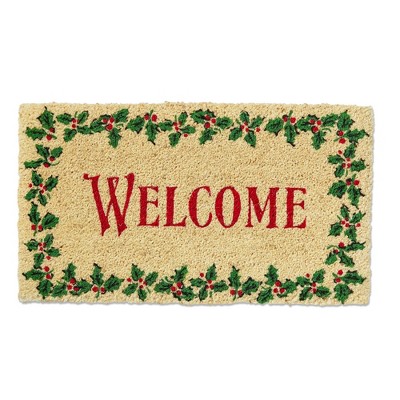 tag Welcome Holly Leaf Coir Mat