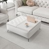 Angel Sar Upholstered Lift Top Coffee Table, White Center Table with Safety Hinged Lid and Metal Legs - 3 of 4