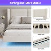 CAVINAS Full Size Bed Frame, Modern Velvet Fabric Floating Bed Frame with LED Lights, Wingback Upholstered Bed - 4 of 4