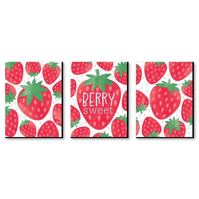 Big Dot of Happiness Berry Sweet Strawberry - Fruit Kitchen Wall Art and Kids Room Decor - 7.5 x 10 inches - Set of 3 Prints, 1 of 7