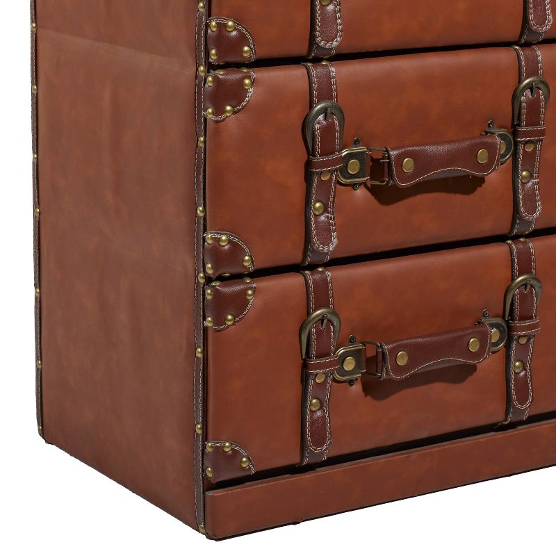 Traditional Faux Leather 6 Drawer Chest Camel Brown - Olivia &#38; May, 6 of 21