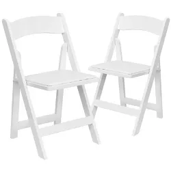Flash Furniture 2 Pack HERCULES Series White Wood Folding Chair with Vinyl Padded Seat