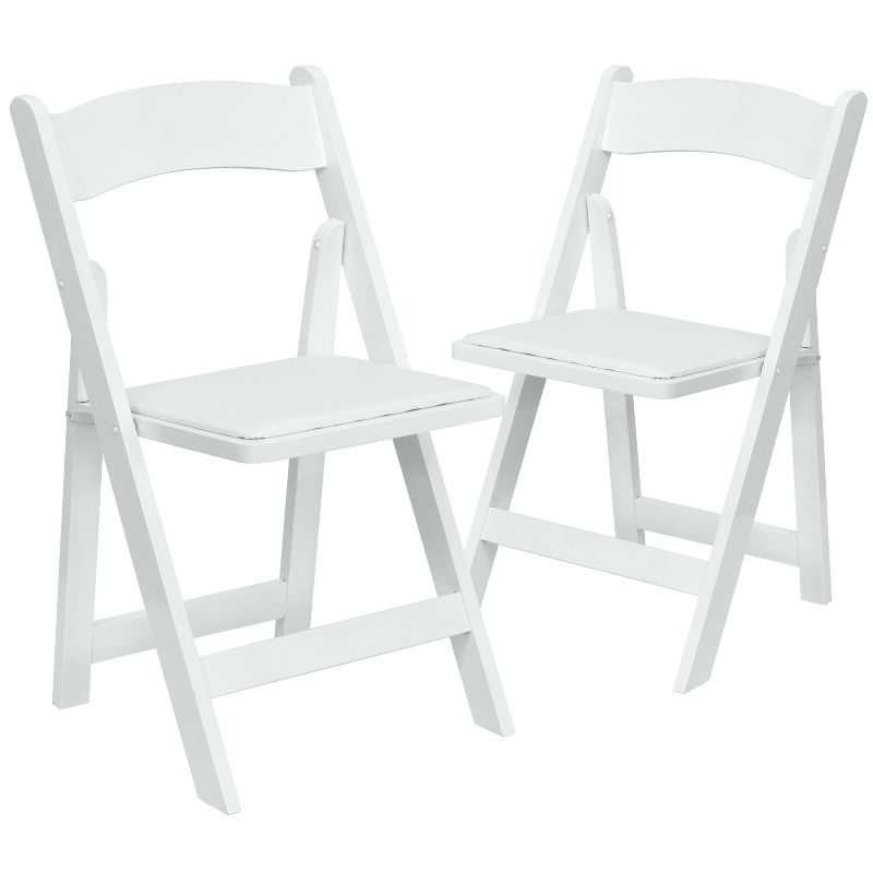 Emma and Oliver 2 Pack Wedding Party Event Wood Folding Chair with Vinyl Padded Seat, 1 of 13