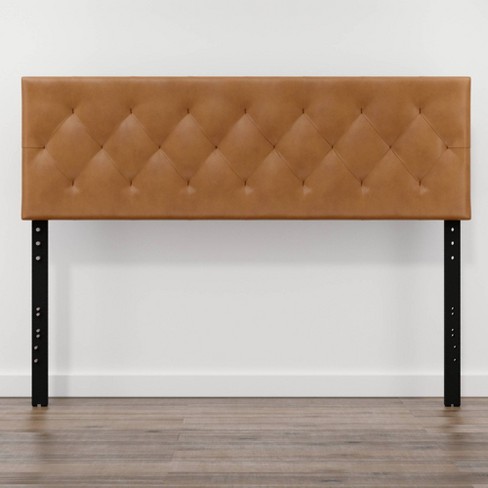 Avery Adjustable Faux Leather Headboard, Leather And Wood Headboard