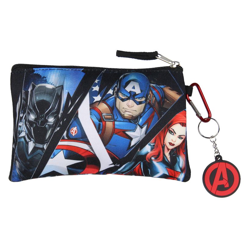 Marvel Avengers 5 Pc Kids Backpack Set Lunch Box Key Chain Pencil Case Carabiner Multicoloured, 4 of 7