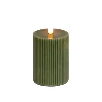 HGTV Home Collection Georgetown Real Motion Flameless Candle With Remote, Green with Warm White LED Lights, Battery Powered, 5 in