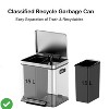 2 x 15L/2 x 18L/2 x 20L Trash Can Stainless Steel Dual Compartment Step-on Recycling Bin w/Soft-Close Lids & Removable Plastic Inner Buckets - 3 of 4