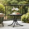 VINGLI Outdoor Side Table, 18" Patio Table Steel Frame Tempered Glass Top, Weatherproof Small Tables for Balcony Garden Poolside - 2 of 4