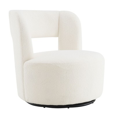 NicBex Teddy Round Swivel Accent Chair,Upholstered Swivel Living Room Chair with Curved Back,Cozy Armless Chair,Accent Chairs for Living Room