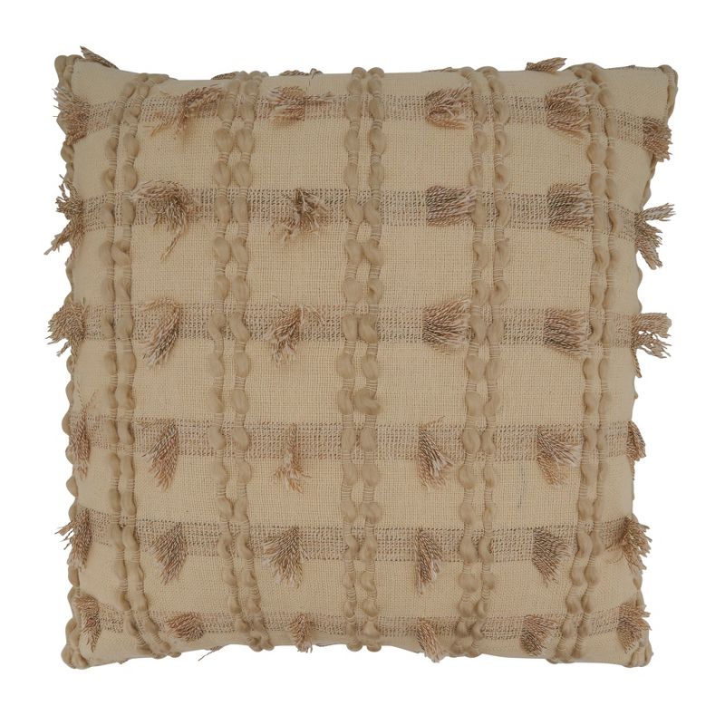 Saro Lifestyle Fringe Striped  Decorative Pillow Cover, 1 of 4
