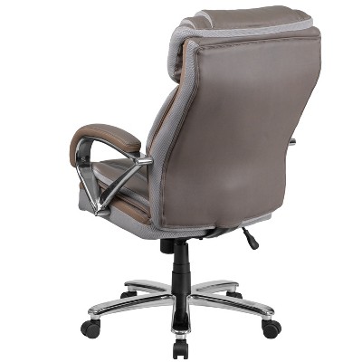 Taupe LeatherSoft Executive High-Back Swivel Chair with Metal Base