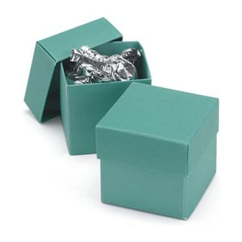 Paper Frenzy Jade Green 2 Piece Party Favor Boxes with Lids 2x2x2 inches (25 pack) for Valentine's Day, Wedding Shower Birthday, 1 of 2