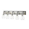 Kraken 5-Light Bath Light - Matte Black & Brushed Nickel, Dimmable, Glass Shades, 38" Wide - 3 of 3