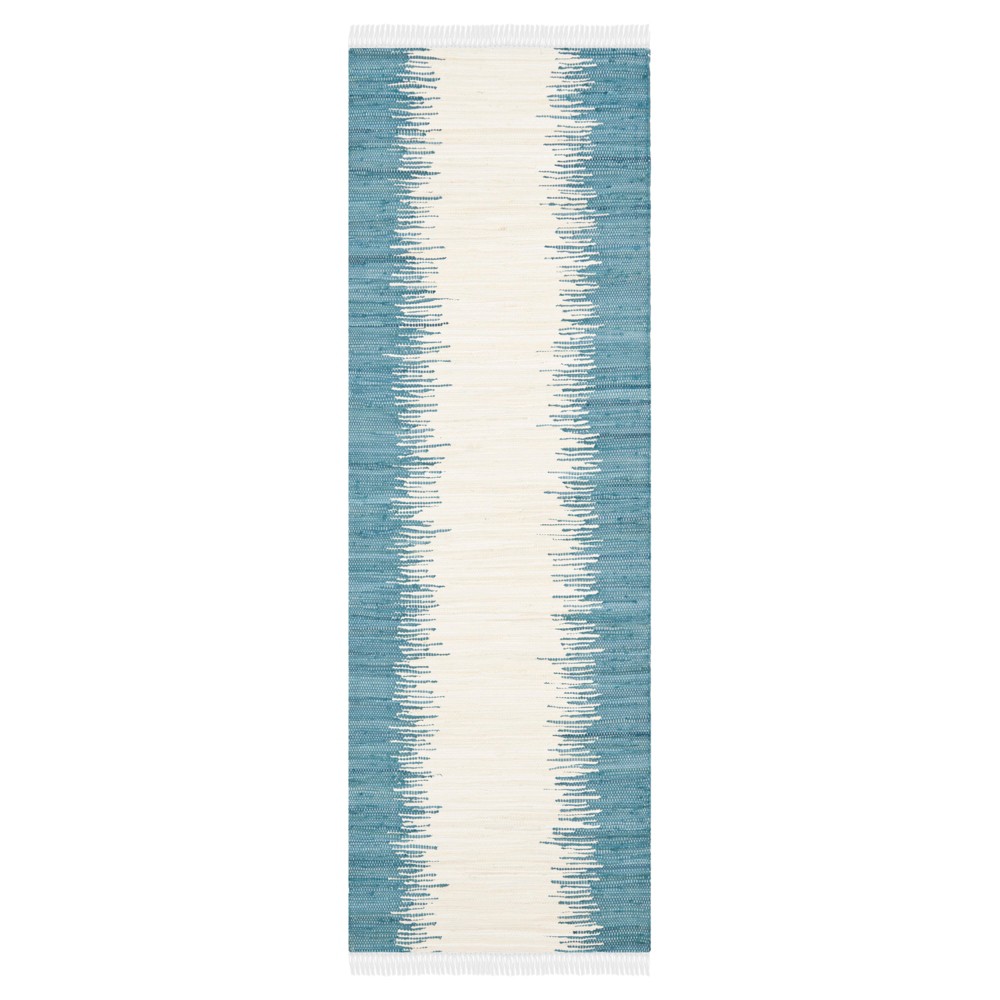 Flatweave Ikat Stripe Runner - Blue (2'3inx6') - Safavieh