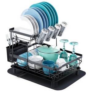 LunaLulinlk 2 Tier Dish Drying Racks for Kitchen Counter, Dish Drying Rack Drain Board Set with Utensil Holder and Cup Rack - 1 of 4