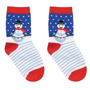 Socksmith 8.0 Inch Festive Snowman Lights Holidays Scarf Top Hat Crew Socks - 1 of 3