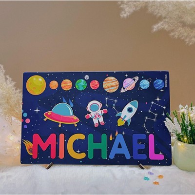 Huxxion Astronaut Personalized Name Puzzle For Kids, Personalized Wooden Puzzle, name puzzles for toddlers