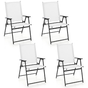 Tangkula Set of 4 Patio Portable Metal Folding Chairs Dining Chair Set White - 1 of 4