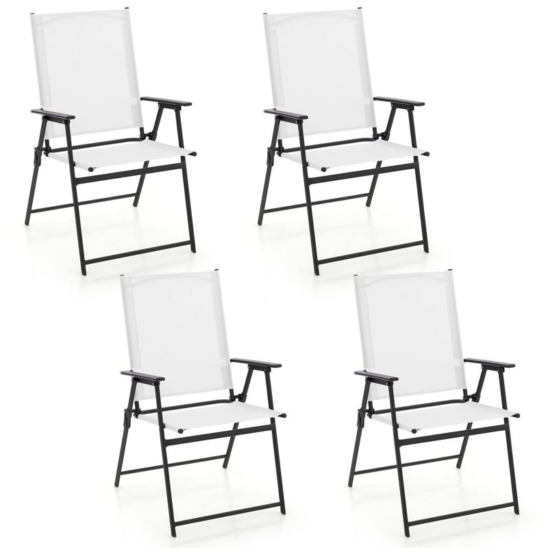 Tangkula Set of 4 Patio Portable Metal Folding Chairs Dining Chair Set White, 1 of 11