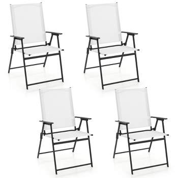Tangkula Set of 4 Patio Portable Metal Folding Chairs Dining Chair Set White
