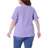 Agnes Orinda Women's Plus Size Gingham 1950s Sweetheart Neck Button Decor Short Sleeve Blouses - 4 of 4