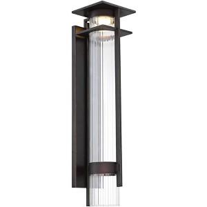 Minka Lavery Modern Outdoor Wall Light Fixture Oil Rubbed Bronze LED 26" Clear Ribbed Glass Shade for Post Exterior Porch Patio - 1 of 2