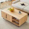 KIGFTSOD Spider Web Textured Modern MDF Coffee Table - Geometric Art and Practical Design in Natural Wood Tones - 4 of 4