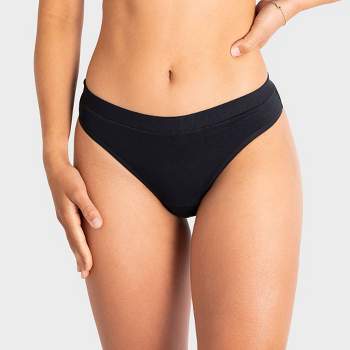 Saalt Leak Proof Period Underwear Light Absorbency - Super Soft Modal Comfort Thong - Volcanic Black - M