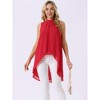 INSPIRE CHIC Women's Casual Tie Back Asymmetrical High Low Sleeveless Mock Neck Flowy Blouse - 3 of 4