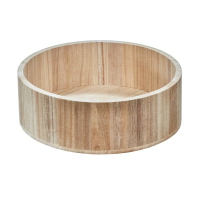 iDESIGN Renewable Wood Collection in Paulownia Wood Tall Turntable Organizer: Kitchen Storage, Hand Wash, 11"x11"x4"