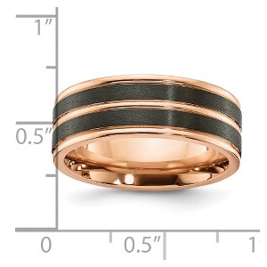 Chisel Black Zirconium Brushed and Polished Rose IP-plated 8mm Band Ring - 1 of 4