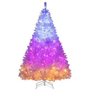 Resenkos 6-Ft Pre-Lit Hinged Artificial Christmas Tree with 11 Modes - White - 1 of 4