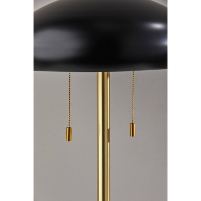 Black and Antique Brass Metal Dome Table Lamp