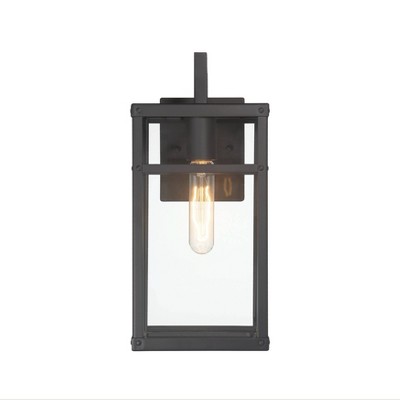 Blake Black Metal and Clear Glass Outdoor Sconce