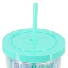Gibson Home Tropical Sway Orleans 6 Pc 24 Oz Double Wall Portable Plastic Tumbler Set with Lid & Straw in Blue - 4 of 4